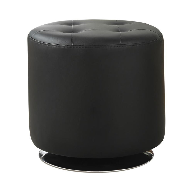 Bowman Round Upholstered Ottoman Black - Theo's Factory Direct Mattress & Furniture (Columbus, OH)