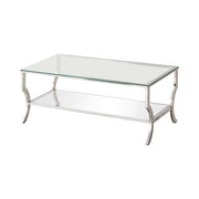 Saide Rectangular Coffee Table with Mirrored Shelf Chrome - Theo's Factory Direct Mattress & Furniture (Columbus, OH)