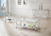 Saide Rectangular Sofa Table with Mirrored Shelf Chrome - Theo's Factory Direct Mattress & Furniture (Columbus, OH)