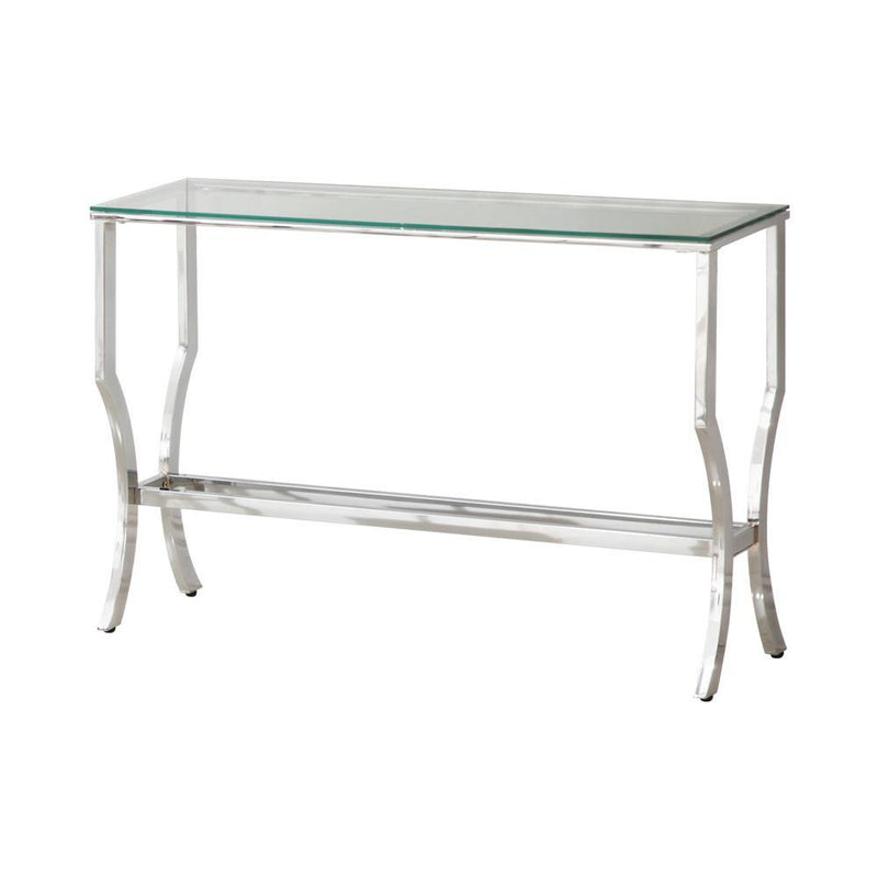 Saide Rectangular Sofa Table with Mirrored Shelf Chrome - Theo's Factory Direct Mattress & Furniture (Columbus, OH)