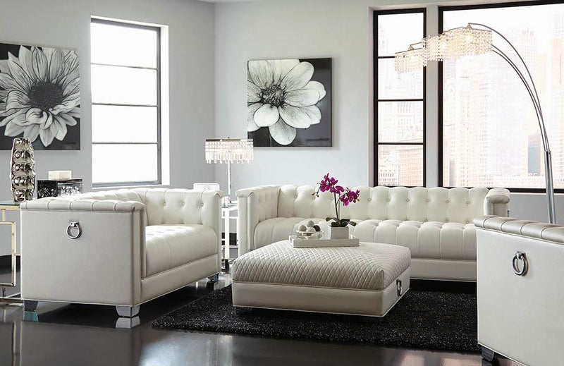 Chaviano Tufted Upholstered Sofa Pearl White - Theo's Factory Direct Mattress & Furniture (Columbus, OH)