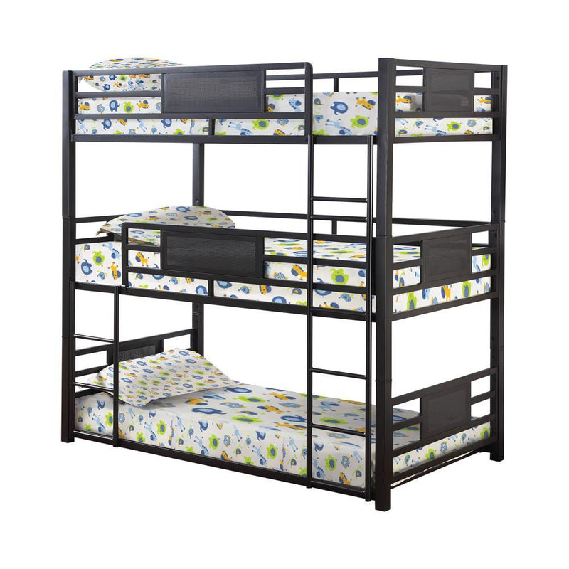 Rogen Twin Triple Bunk Bed Dark Bronze - Theo's Factory Direct Mattress & Furniture (Columbus, OH)