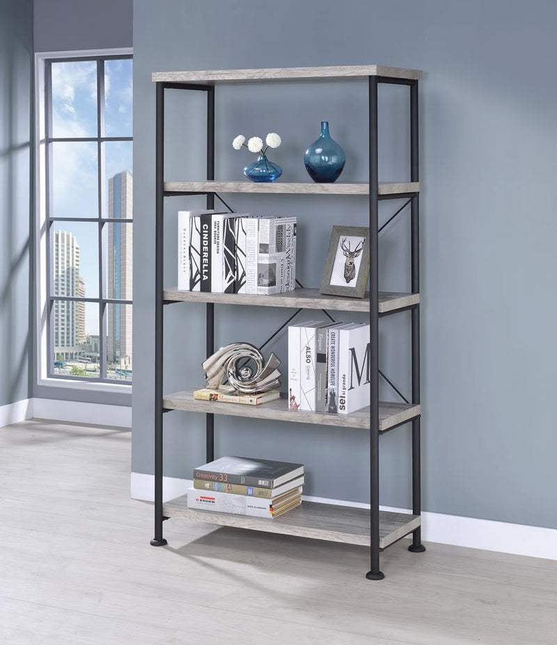 Analiese 4-shelf Open Bookcase Grey Driftwood - Theo's Factory Direct Mattress & Furniture (Columbus, OH)