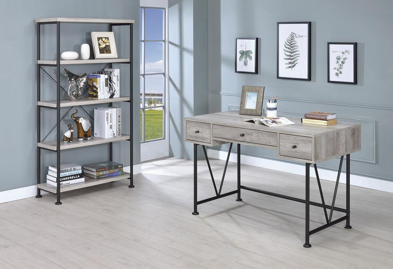 Analiese 4-shelf Bookcase Grey Driftwood - Theo's Factory Direct Mattress & Furniture (Columbus, OH)
