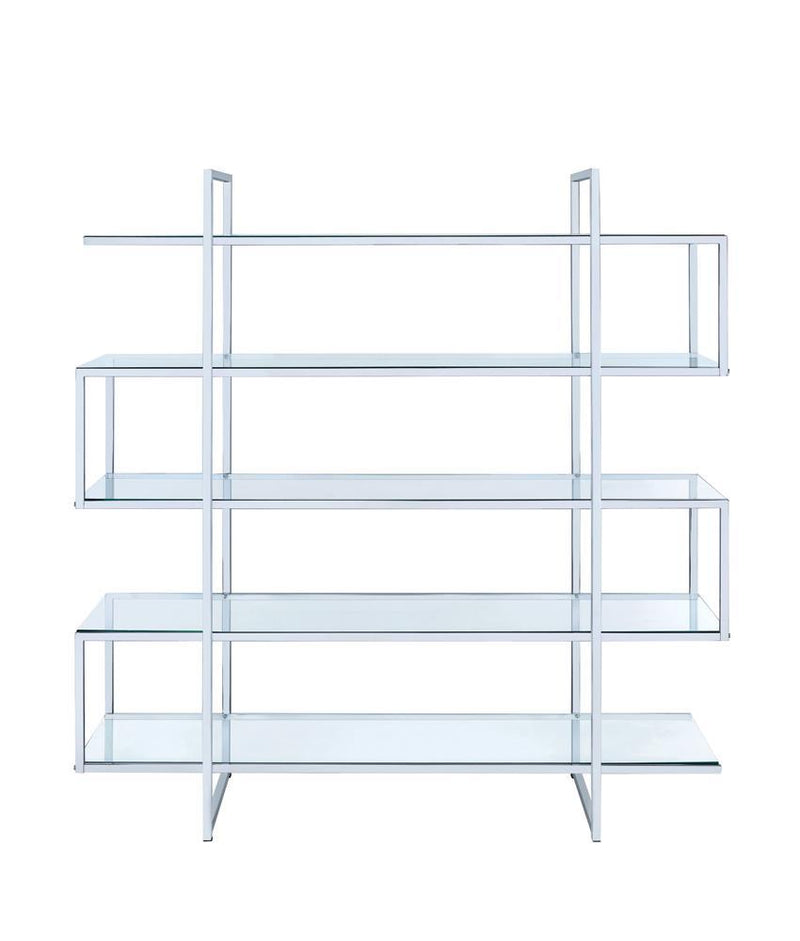 Elmer 5-shelf Bookcase Chrome and Clear - Theo's Factory Direct Mattress & Furniture (Columbus, OH)