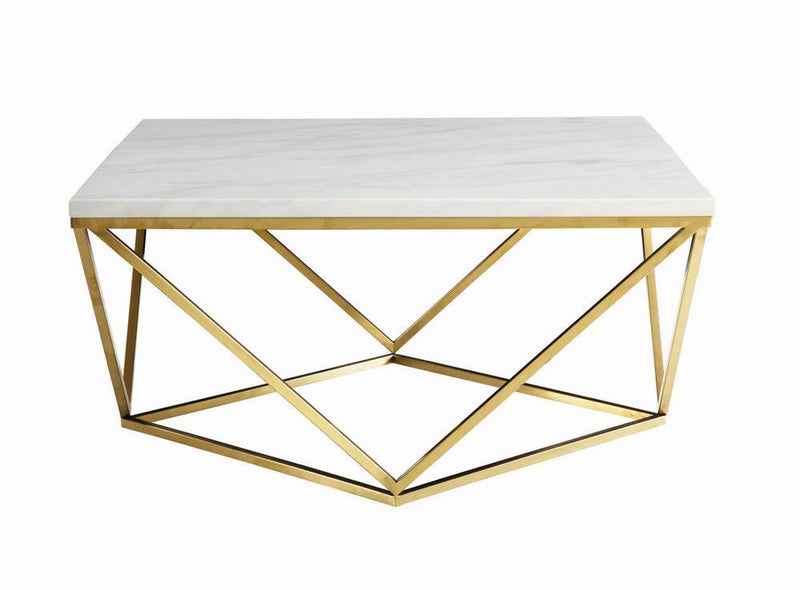 Meryl Square Coffee Table White and Gold - Theo's Factory Direct Mattress & Furniture (Columbus, OH)