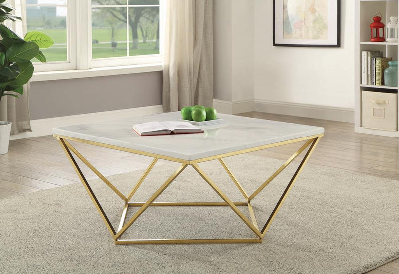 Elana Rectangle 2-shelf Coffee Table Glossy White - Theo's Factory Direct Mattress & Furniture (Columbus, OH)