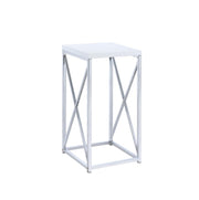 Edmund Accent Table with X-cross Glossy White and Chrome - Theo's Factory Direct Mattress & Furniture (Columbus, OH)