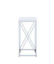 Edmund Accent Table with X-cross Glossy White and Chrome - Theo's Factory Direct Mattress & Furniture (Columbus, OH)