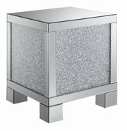 Gillian Square End Table Silver and Clear Mirror - Theo's Factory Direct Mattress & Furniture (Columbus, OH)