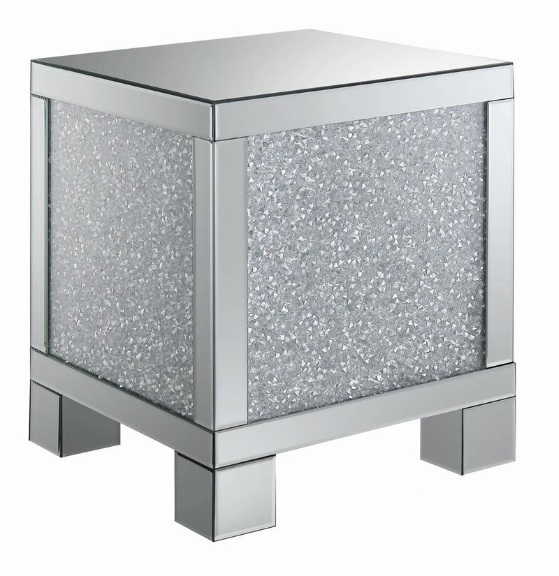 Gillian Square End Table Silver and Clear Mirror - Theo's Factory Direct Mattress & Furniture (Columbus, OH)