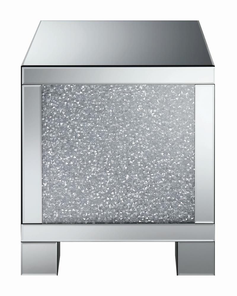 Gillian Square End Table Silver and Clear Mirror - Theo's Factory Direct Mattress & Furniture (Columbus, OH)