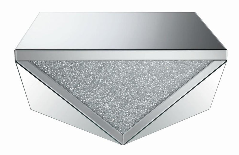 Amore Square Coffee Table with Triangle Detailing Silver and Clear Mirror - Theo's Factory Direct Mattress & Furniture (Columbus, OH)