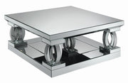 Amalia Square Coffee Table with Lower Shelf Clear Mirror - Theo's Factory Direct Mattress & Furniture (Columbus, OH)
