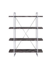 Grimma 4-shelf Bookcase Rustic Grey Herringbone - Theo's Factory Direct Mattress & Furniture (Columbus, OH)