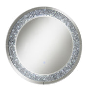 Lixue Round Wall Mirror with LED Lighting Silver - Theo's Factory Direct Mattress & Furniture (Columbus, OH)