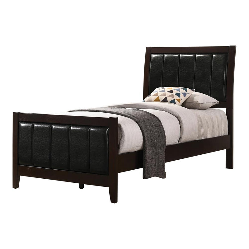 Carlton Full & Twin Upholstered Panel Bed Cappuccino and Black - Theo's Factory Direct Mattress & Furniture (Columbus, OH)