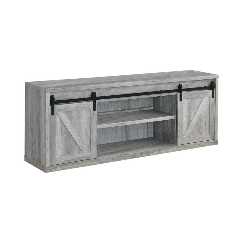 Brockton 71-inch 3-shelf Sliding Doors TV Console Grey Driftwood - Theo's Factory Direct Mattress & Furniture (Columbus, OH)