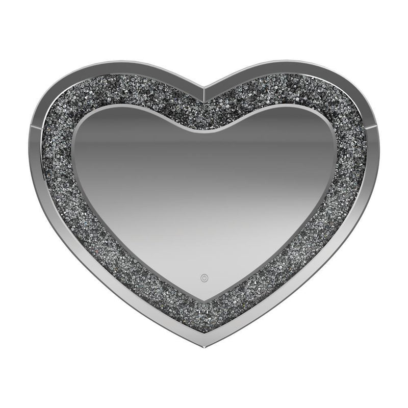 Aiko Heart Shape Wall Mirror Silver - Theo's Factory Direct Mattress & Furniture (Columbus, OH)