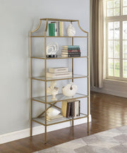 Serena 5-tier Tempered Glass Shelves Bookcase Matte Gold - Theo's Factory Direct Mattress & Furniture (Columbus, OH)