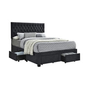 Soledad Eastern King, Full, & Queen 4-drawer Button Tufted Storage Bed Black & White - Theo's Factory Direct Mattress & Furniture (Columbus, OH)