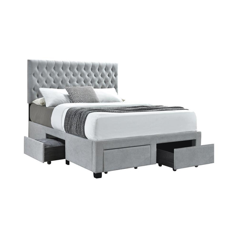 Soledad Eastern King, Full, & Queen 4-drawer Button Tufted Storage Bed Black & White - Theo's Factory Direct Mattress & Furniture (Columbus, OH)