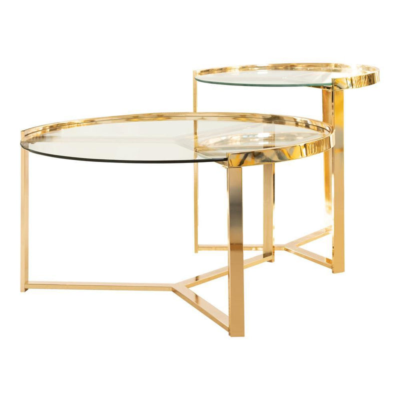 Delia 2-piece Round Nesting Table Clear and Gold - Theo's Factory Direct Mattress & Furniture (Columbus, OH)
