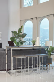 Cassidy 4-piece Rectangular Counter Height Set Dark Oak and Chrome - Theo's Factory Direct Mattress & Furniture (Columbus, OH)