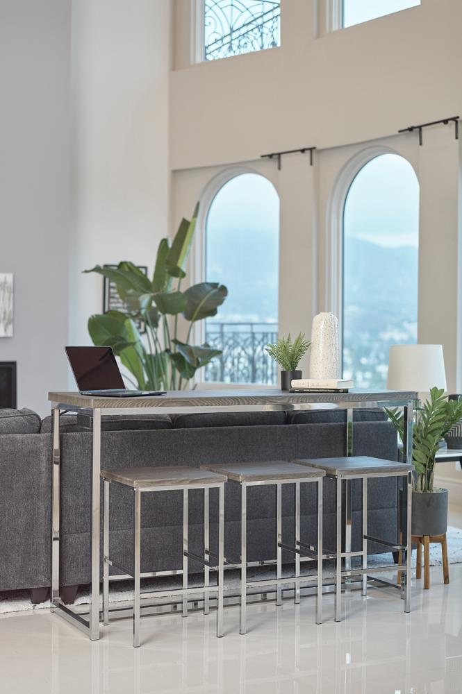 Cassidy 4-piece Rectangular Counter Height Set Dark Oak and Chrome - Theo's Factory Direct Mattress & Furniture (Columbus, OH)