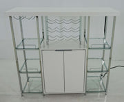 Gallimore 2-door Bar Cabinet with Glass Shelf High Glossy White and Chrome - Theo's Factory Direct Mattress & Furniture (Columbus, OH)