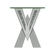 Taffeta V-shaped End Table with Glass Top Silver - Theo's Factory Direct Mattress & Furniture (Columbus, OH)