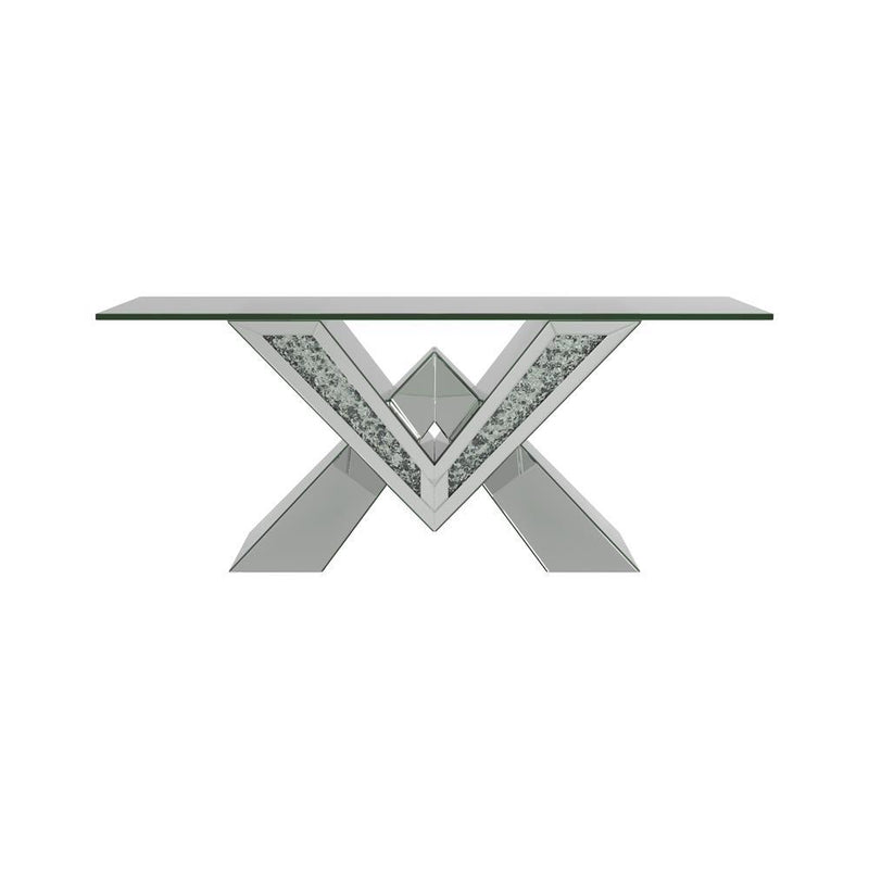 Taffeta V-shaped Coffee Table with Glass Top Silver - Theo's Factory Direct Mattress & Furniture (Columbus, OH)