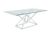 Beaufort Rectangle Glass Top Dining Table Chrome - Theo's Factory Direct Mattress & Furniture (Columbus, OH)