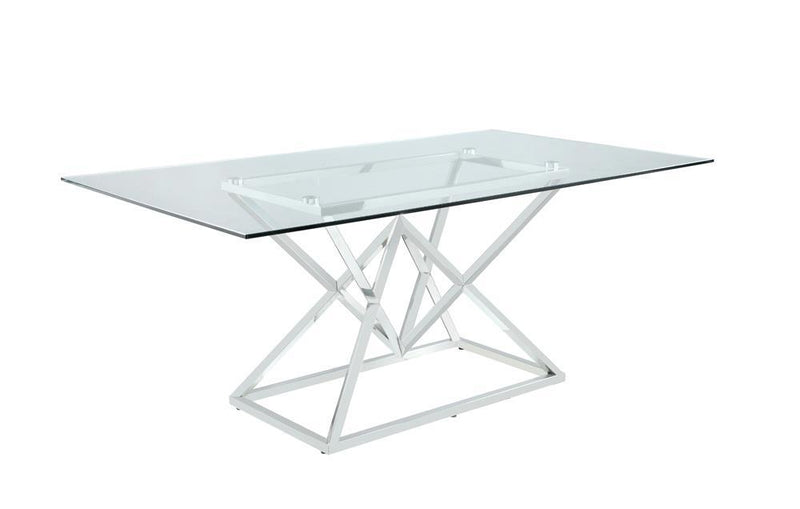 Beaufort Rectangle Glass Top Dining Table Chrome - Theo's Factory Direct Mattress & Furniture (Columbus, OH)