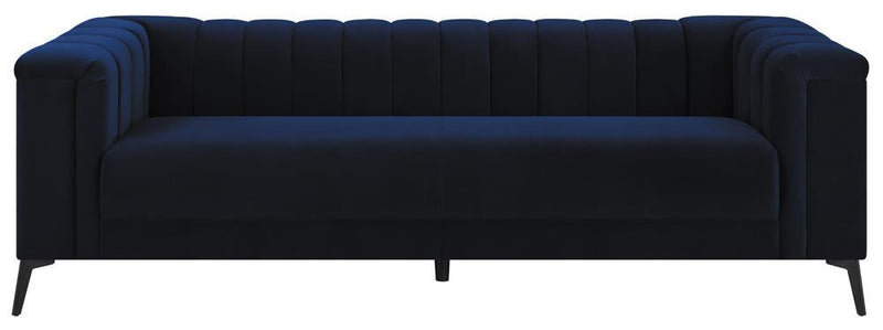 Chalet Tuxedo Arm Sofa Blue - Theo's Factory Direct Mattress & Furniture (Columbus, OH)