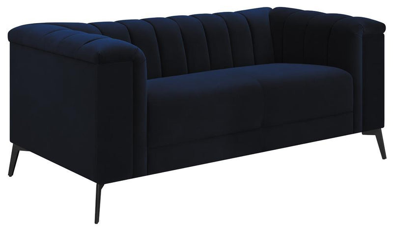 Chalet Tuxedo Arm Loveseat Blue - Theo's Factory Direct Mattress & Furniture (Columbus, OH)