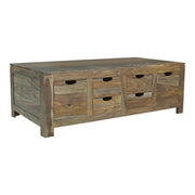 Esther 6-drawer Storage Coffee Table Natural Sheesham - Theo's Factory Direct Mattress & Furniture (Columbus, OH)