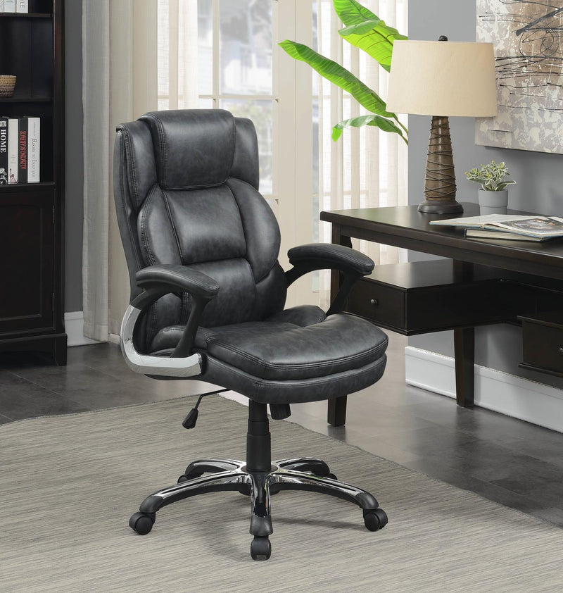 Nerris Adjustable Height Office Chair with Padded Arm Grey and Black - Theo's Factory Direct Mattress & Furniture (Columbus, OH)