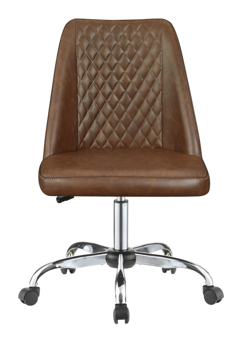 Althea Upholstered Tufted Back Office Chair Brown and Chrome - Theo's Factory Direct Mattress & Furniture (Columbus, OH)