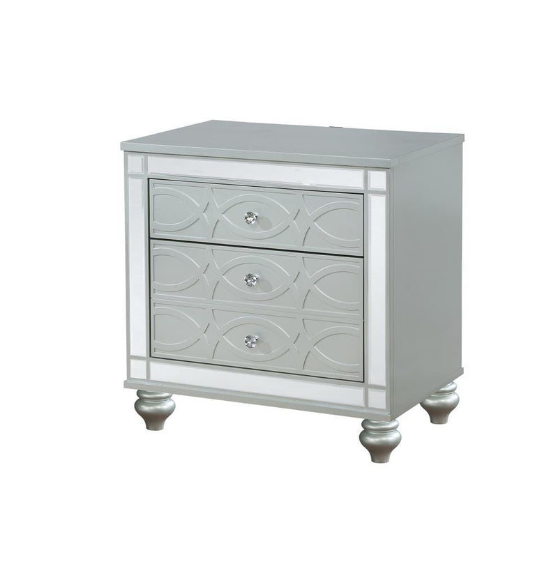 Gunnison 2-drawer Nightstand Silver Metallic - Theo's Factory Direct Mattress & Furniture (Columbus, OH)