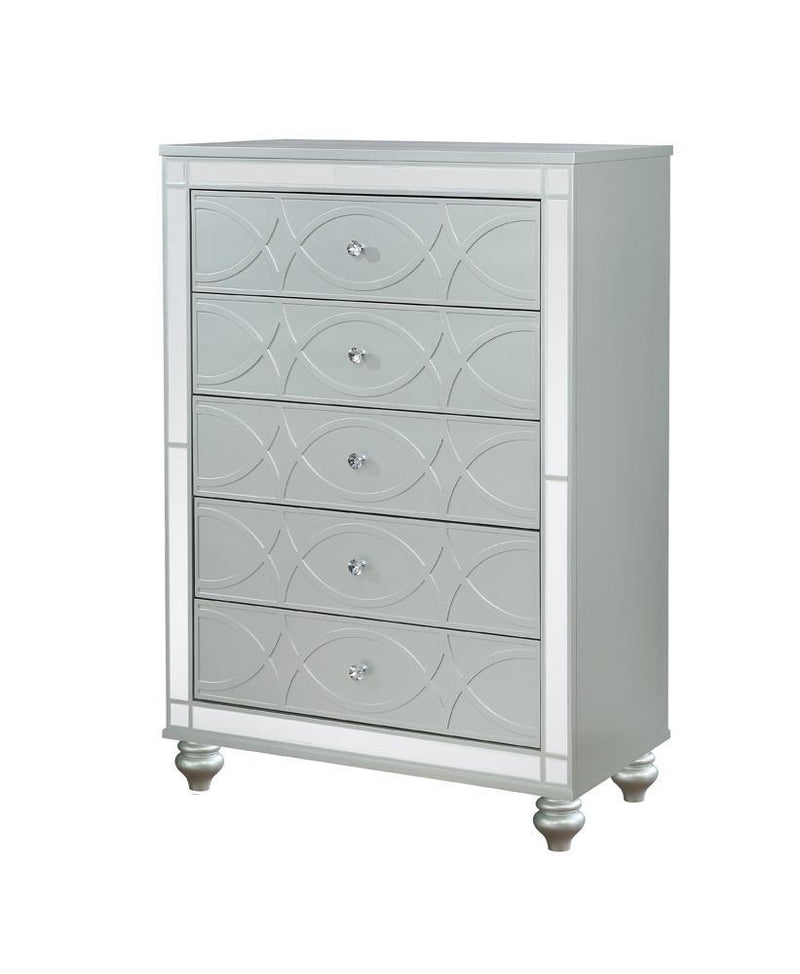 Gunnison 5-drawer Chest Silver Metallic - Theo's Factory Direct Mattress & Furniture (Columbus, OH)