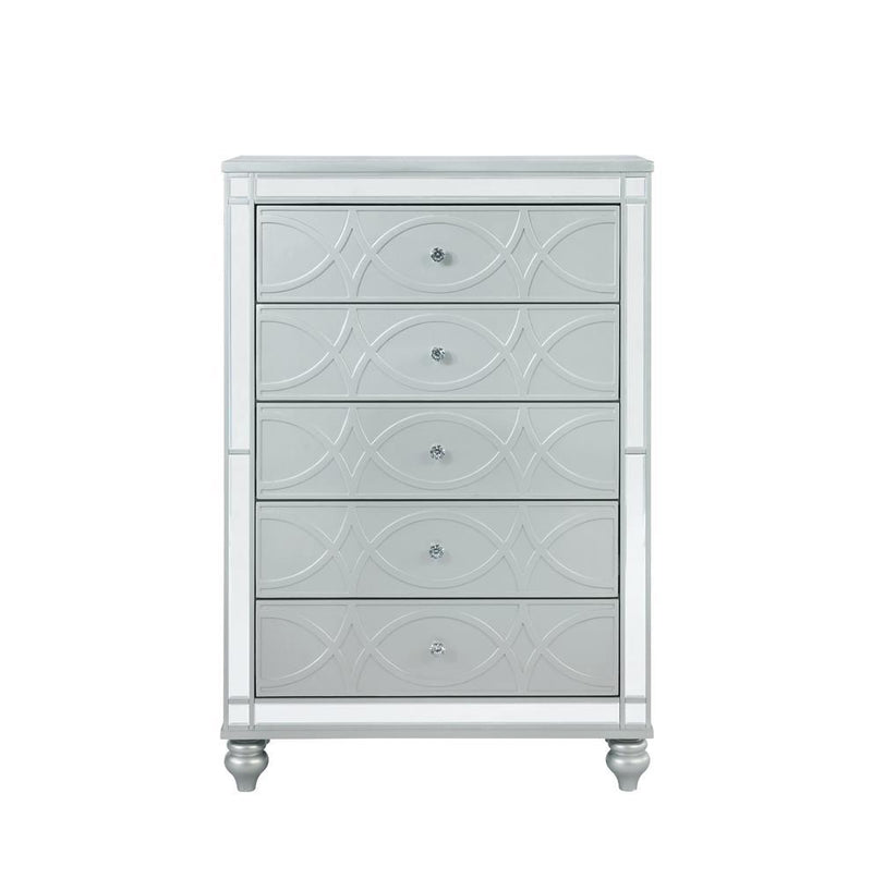 Gunnison 5-drawer Chest Silver Metallic - Theo's Factory Direct Mattress & Furniture (Columbus, OH)