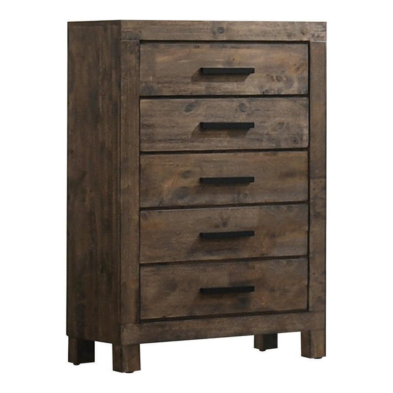 Woodmont 5-drawer Chest Rustic Golden Brown - Theo's Factory Direct Mattress & Furniture (Columbus, OH)