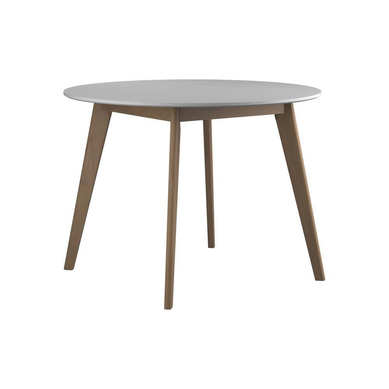 Breckenridge Round Dining Table Matte White and Natural Oak - Theo's Factory Direct Mattress & Furniture (Columbus, OH)