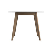 Breckenridge Round Dining Table Matte White and Natural Oak - Theo's Factory Direct Mattress & Furniture (Columbus, OH)