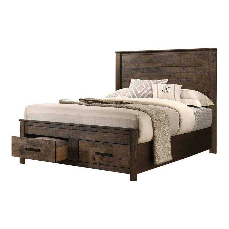 Woodmont Eastern King & Queen Storage Bed Rustic Golden Brown - Theo's Factory Direct Mattress & Furniture (Columbus, OH)