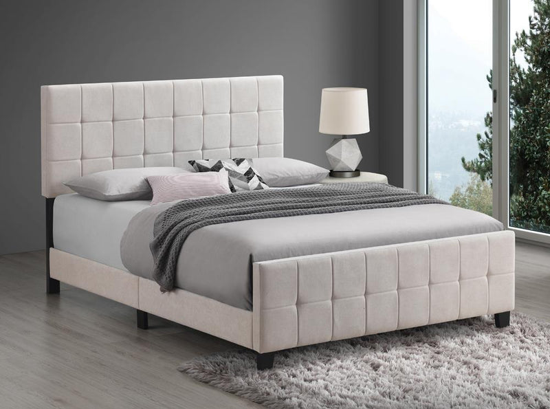 Fairfield Eastern King & Queen Upholstered Panel Bed Beige & Grey - Theo's Factory Direct Mattress & Furniture (Columbus, OH)