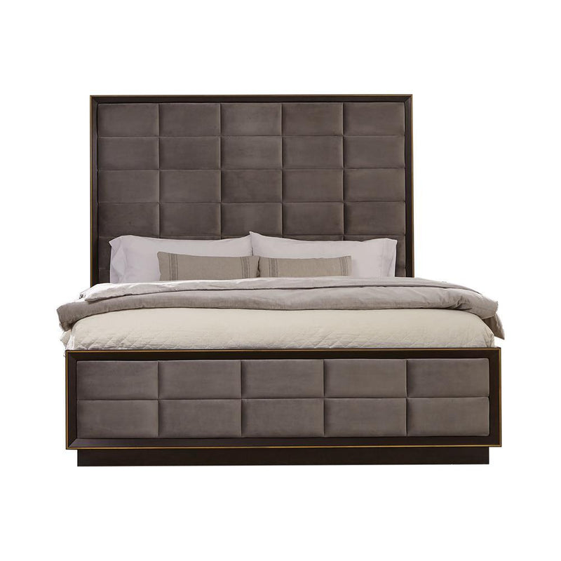 Durango California King, Eastren King, & Queen Upholstered Bed Smoked Peppercorn and Grey - Theo's Factory Direct Mattress & Furniture (Columbus, OH)