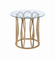 Monett Round End Table Chocolate Chrome and Clear - Theo's Factory Direct Mattress & Furniture (Columbus, OH)