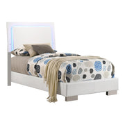 Felicity Full & Twin Panel Bed with LED Lighting Glossy White - Theo's Factory Direct Mattress & Furniture (Columbus, OH)